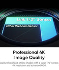 Close-up of the Straight Fire 4K Webcam for PCs and Macs 1/2" sensor showcasing 4K image quality and HDR technology.