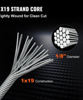 Stainless Steel Cable Rope One Eighth Inch For Railing Systems And DIY Projects, 1000 Ft Roll, T316 Stainless, 1x19 Core