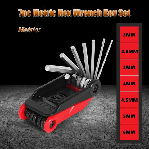 Foldable Hex Key Set With Metric And SAE Allen Wrenches, Pro Grade Chrome Vanadium Steel, Black Oxide Finish with 2mm to 6mm sizes
