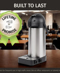 Three Liter Coffee Dispenser With Pump And Tray 102Oz Keeps Drinks Hot Up To 12 Hours And Cold For 36 Hours Stainless Steel Thermal Carafe