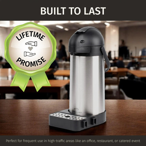 Three Liter Coffee Dispenser With Pump And Tray 102Oz Keeps Drinks Hot Up To 12 Hours And Cold For 36 Hours Stainless Steel Thermal Carafe