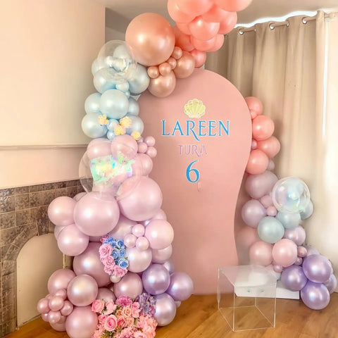 Pastel Mermaid Balloons Set With Pearl Rose Gold And Metallic Pink Purple Blue Latex Party Balloons For Girls Birthday Party