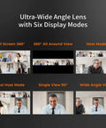 360 Degree All Around Meeting Webcam With Built In Omnidirectional Microphone And 1080p HD Video Conferencing Camera, six display modes
