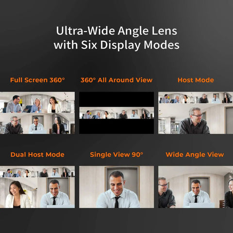 360 Degree All Around Meeting Webcam With Built In Omnidirectional Microphone And 1080p HD Video Conferencing Camera, six display modes