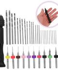 Pin Vise Hand Drill Set With Miniature Engraving Bits And PCB Drill Bits For Jewelry Making Resin And Polymer Clay Craft Manual Precision Tool Kit 36 Pieces DIY Hobbyist Favorite