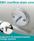 Trip lever bathtub overflow faceplate in chrome finish for standard drainage systems, showcasing easy installation features.
