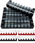 4 Sets 8-Position 600V 25A Terminal Blocks With Cover, Dual Row Ground Bus Bar Wire Screw Terminal Kit with Insulated Strips