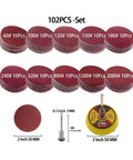 Top Notch 2 Inch Red Sanding Discs Pad Kit With Up To 102 Pieces offering various grits from 60 to 2000 for smooth finishing.