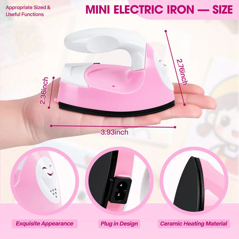 GoLashFun Cute Pink Mini Heat Press For Fuse Beads shown in hand for size reference, featuring ceramic heating material and plug design.