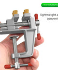 Hand holding Heavy Duty 360 Degree Swivel Cast Iron Bench Clamp For Home Workshop And Metal Fabrication, Portable Workbench Clamp