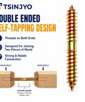 100 Piece Hanger Bolt Set with Double Ended Screws for Woodworking and Furniture Assembly illustration