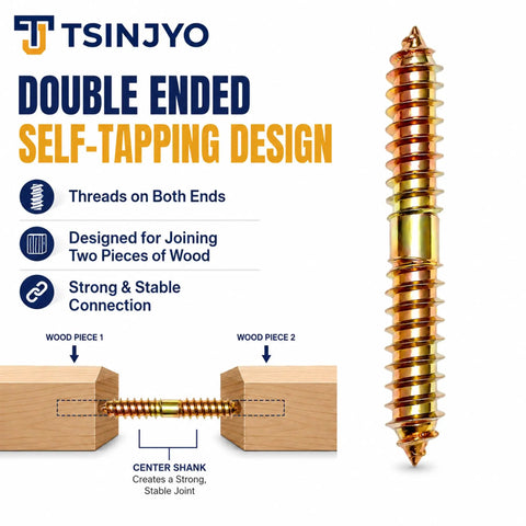 100 Piece Hanger Bolt Set with Double Ended Screws for Woodworking and Furniture Assembly illustration