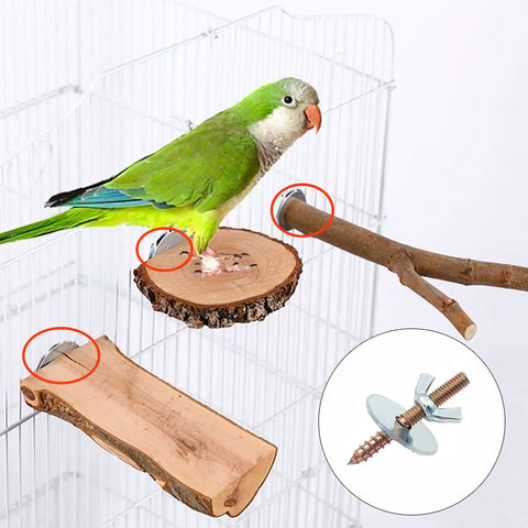 Premium Badass 12 Set Bird Cage Screw Kit With Rock Solid Wing Nuts And Washers for mounting perches in a bird cage.