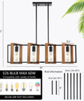 35.4 Inch Kitchen Island Lighting Dope Four Light Farmhouse Chandelier In Black Modern Pendant Lighting size and rods details