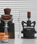Level Up Your Daily Brew Game With This Dope 10 Needle Espresso WDT Distribution Tool And Rotary Dosing Funnel next to espresso grounds.