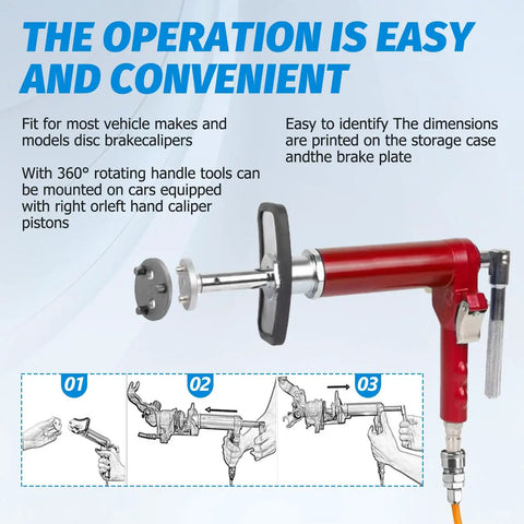Pro Grade Pneumatic Brake Caliper Tool Set With 28-Piece Heavy Duty Disc Brake Piston Compressor And Wind Back Kit, 23 Adapters