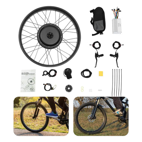 Powerful 1000W Front Wheel Electric Bike Conversion Kit With 48V Battery, Dual-Mode Controller, PAS, LCD Display And Thumb Throttle For 26 Inch Ebike