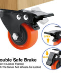 2 Inch Caster Wheels Set Of 4 With Brakes Heavy Duty Polyurethane Swivel Casters 360 Degree Plate Caster Wheels detail