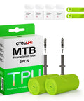 2 Pack 29 Inch TPU Bike Inner Tubes Ultralight For Mountain Biking Hella Durable And Ready For Rough Trails Compatible With 29x1.9 To 29x2.5 Tires Presta Valve 45mm Removable Nozzle Core Easy Install