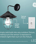 Dusk To Dawn Outdoor A21 LED Bulb 13W Daylight White 3 Pack Automatic On Off Security Lighting Easy Install in fixture