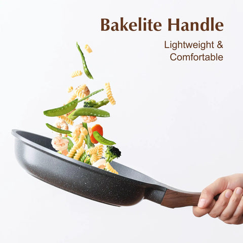 Cooking vegetables in Kickin Nonstick Frying Pan With Swiss Granite Coating For Effortless Omelets And Everyday Cooking PFOA Free