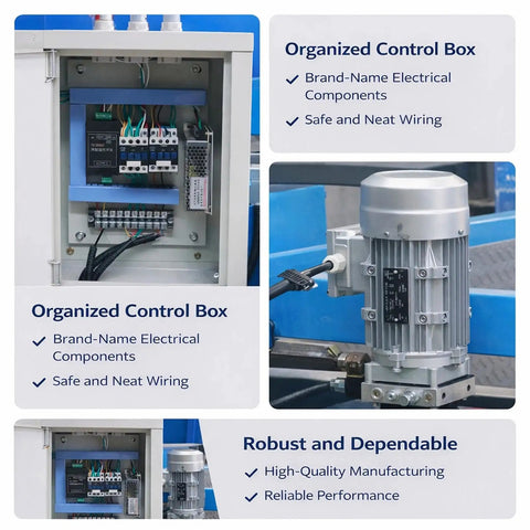 Close-up of organized control box with electrical components for Heavy Duty Mobile Electric Hydraulic Loading Platform With 2 Ton 4400 Lb Capacity Portable Dock Lift Dual Voltage Power For Warehouse Material Handling No Pit Install Needed To Cruise Heavy Cargo Like A Champ.