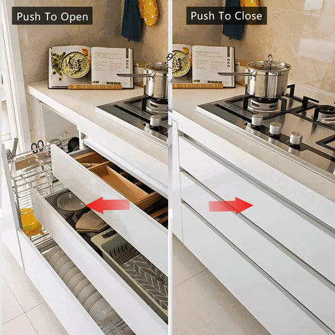 Premium Push To Open Magnetic Latch, Rock Solid Adhesive Cabinet Door Catch, Zero Headache Touch Release Hardware For Kitchen Drawers.
