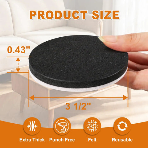 Heavy Duty Furniture Sliders 24 Pack 3 And A Half Inch Felt Pads For Hardwood Floors Move Large Furniture Like A Breeze With One Person Reusable Floor Protectors For Sofas Tables Beds Cabinets Pianos And More