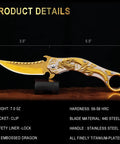 Folding Pocket Knife For Men With 3D Dragon Embossed Handle Beefy 440 Stainless Steel Blade Titanium Plated Finish Outdoor Survival Gear For Camping And Hiking Everyday Carry Blue, showing detailed dragon design on blade and handle.