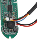 Close-up of Electric Scooter Dashboard PCB With Bluetooth Premium Replacement Part for 8.5 to 10 Inch Scooters, highlighting wiring details.