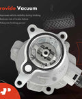 Heavy Duty Vacuum Pump For Ford And Lincoln, silver metal design, improves brake performance and stability in Edge, Escape, Explorer, Fusion, Mustang, Taurus.