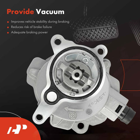 Heavy Duty Vacuum Pump For Ford And Lincoln, silver metal design, improves brake performance and stability in Edge, Escape, Explorer, Fusion, Mustang, Taurus.
