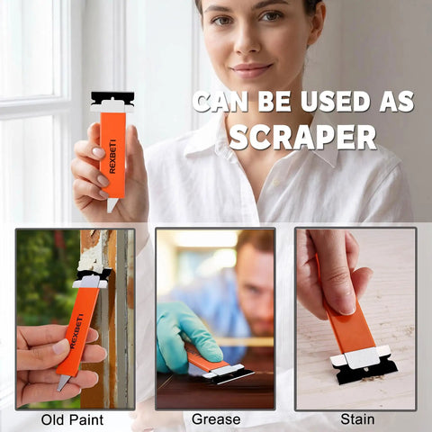 12 Pack Retractable Box Cutter Set with Sharpened Antirust Carbon Steel Blades used as scraper for paint, grease, and stain