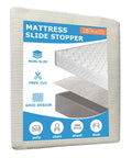No Slip Rug Pad Grippers 5x6.5 Ft For Hardwood Floors And Tile packaging and illustration for mattress sliding stopper