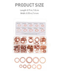 Solid Copper Flat Gasket Set With Smooth Sealing Washers For Auto Oil Leaks And Hydraulic Fluid Repairs Perfect For Garage Projects, Daily Grind Fixes And Sturdy Car Repairs Without No Burrs Or Sharp Edges For Safe Handling. 10-size copper washer kit, 0.71 x 0.55 in