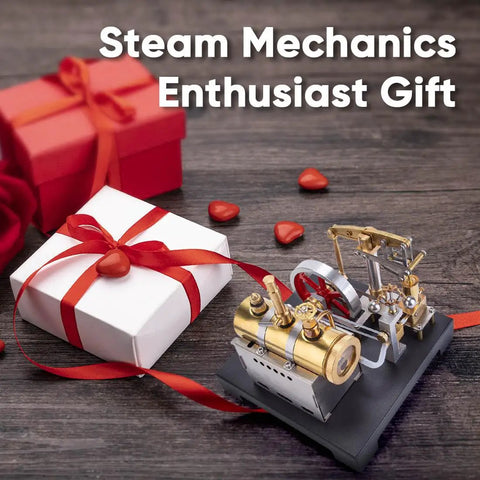 Full Metal Beam Steam Engine Kit With Horizontal Boiler, A Hands-On Desktop Powerhouse Project For Kids And Adults, 85-Piece DIY Science Set, Steam-Powered Learning Toy, Educational Gift, metal engine on gift box