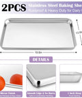 Large Stainless Steel Baking Sheet With Wire Rack Set 20x14 Inch showing dimensions and features.