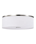 Totally Sleek Modern Flush Mount Ceiling Light With Brushed Nickel Drum Linen Shade 14 Inch LED Fixture, side view