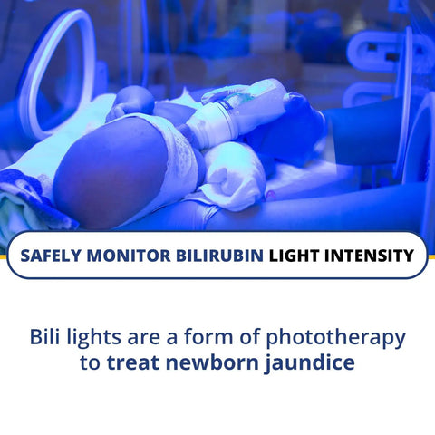 Portable Bilirubin Light Radiometer For Blue And LED Light, Accurate Baby Jaundice Meter, Great For Aquarium Lamp Aging, Measures 422 To 499 Nm And 0 To 1999 uW Per cm2, Economical Digital Readout, used for newborn phototherapy