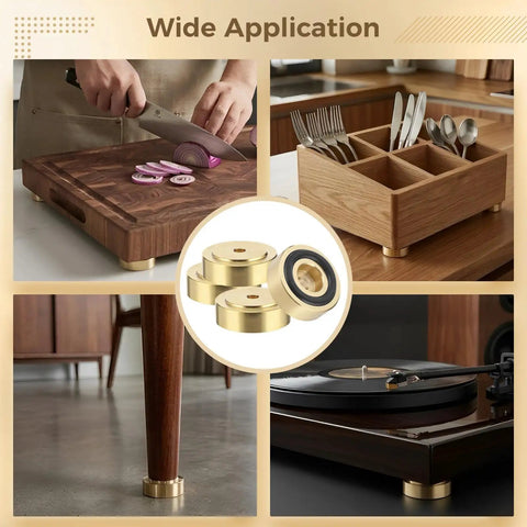 8 Piece Brass Cutting Board Feet With Non Slip Rubber Pads And Mounting Screws For Kitchen Chopping Blocks Furniture