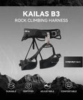 Heavy Duty Rock Climbing Harness For Men And Women Adjustable Roof And Indoor Rappelling Rig Durable Safety Harness With Strong Webbing And CE Certified, black fabric.