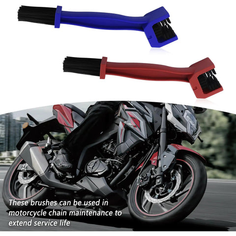 Two Pack Motorcycle Chain Brush Double Ended With Three Sided Bristles And Long Bristles Universal Chain Cleaning Kit and motorcycle