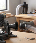 Heavy Duty 2 1/2 Inch Magnetic Dust Collection Fitting With Rubber Cuff Coupler For Woodworking Shop Vac quick connect adapter in use.