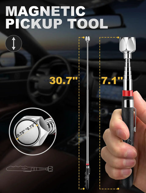 Two Pack Pickup Tool Set With 25 Lb Telescoping Magnet Grabber Pocket Clip And 24 Inch Flexible Claw Reacher For Multipurpose Picking Up Anti Rust Zinc Coating extended tool