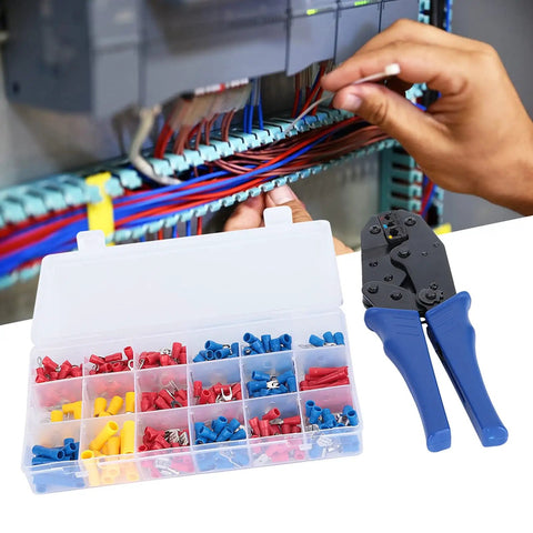 Check Out This Fresh 300 Piece Insulated Wire Connector Terminal Kit Set Featuring Snazzy Tin Plated Heads With Slick Electrical Conductivity And Super Flame Retardant PVC In Three Rad Colors For Safer Flexible Cable Connections And Easy Color. 300-piece insulated terminal kit with crimp tool and color-coded connectors