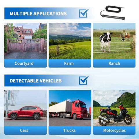 Multiple applications and detectable vehicles for Vehicle Exit Sensor Kit For Wired Driveway Gates With 50 Ft Cable.