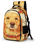 4th Of July Golden Printed Unisex Backpack with dog design, 12.6x7.3x16.5 inches, polyester, front view