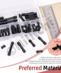 48 Piece Hex Aluminum Standoff Spacer Kit In 6 Sizes M3 Black Hex Columns For Drones Quadcopters And DIY Builds Visible with Ruler