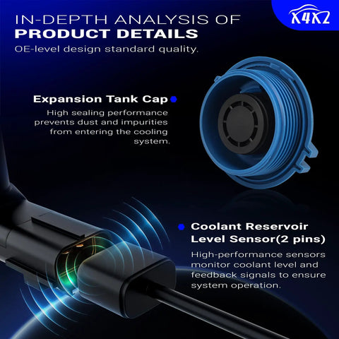 Expansion tank cap and coolant reservoir level sensor for Top Shelf Drop In Replacement Front Engine Coolant Reservoir Expansion Tank Keeps Your Whip Cool And Smooth For Audi A4 Audi A5 Quattro Allroad Q5 2012 To 2016.