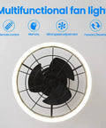 Top view of Low Profile Ceiling Fan With Lights Black Finish, Space Saving Caged Flush Mount, Dimmable LED With 3 Color Temperature